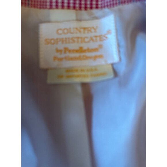 Vintage Country Sophisticates Pink & White Checkered Blazer Size 18 - Picture 3 of 5
